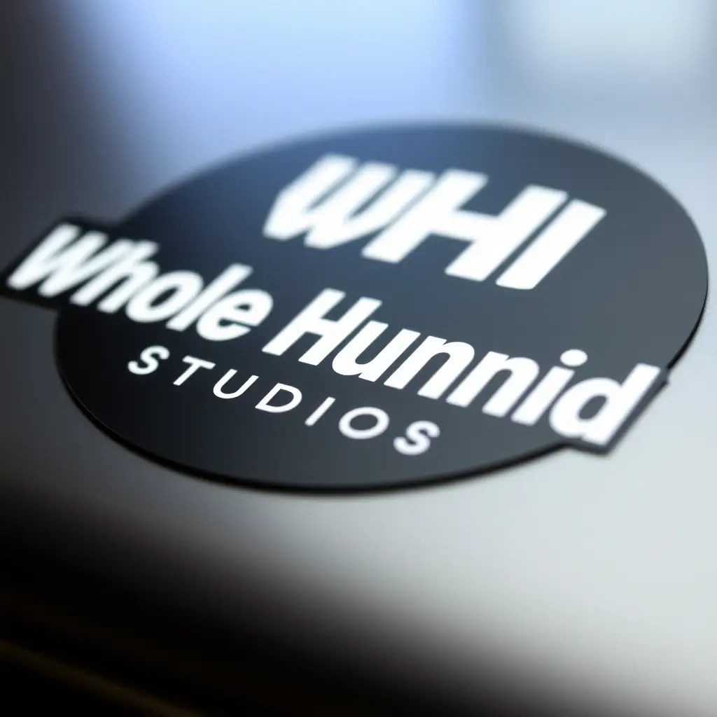 A black sticker with the Whole Hunnid Studios logo on the front.